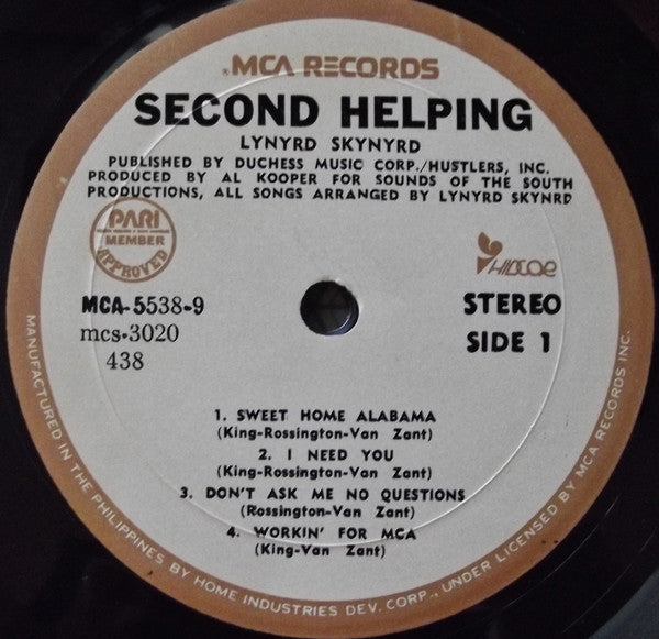 Lynyrd Skynyrd : Second Helping (LP, Album, RE)