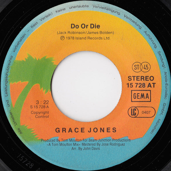 Grace Jones : Do Or Die (7", Single)