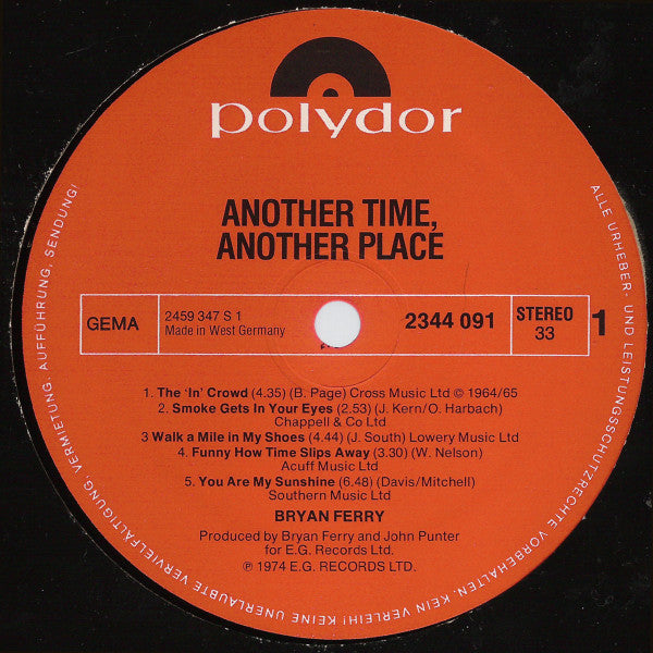 Bryan Ferry : Another Time, Another Place (LP, Album, RE, Gat)