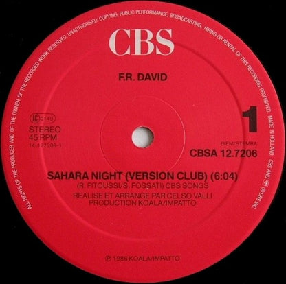 F.R. David : Sahara Night (12", Maxi)
