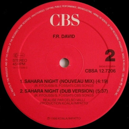 F.R. David : Sahara Night (12", Maxi)