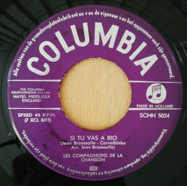 Les Compagnons De La Chanson : Sarah Sarah / Si Tu Vas A Rio (7", Single, Lar)