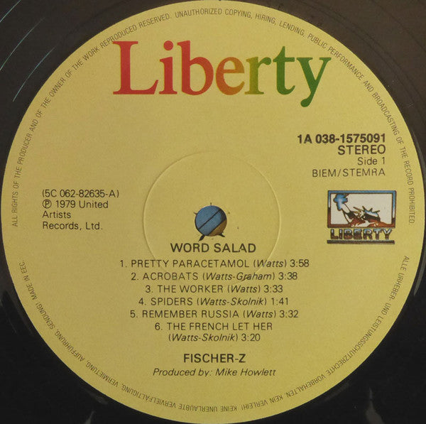 Fischer-Z : Word Salad (LP, Album, RE)