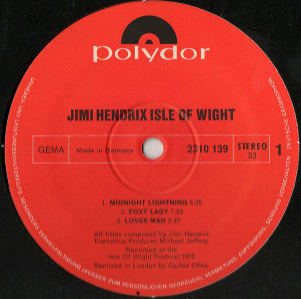 Jimi Hendrix : Isle Of Wight (LP, Album, 1st)