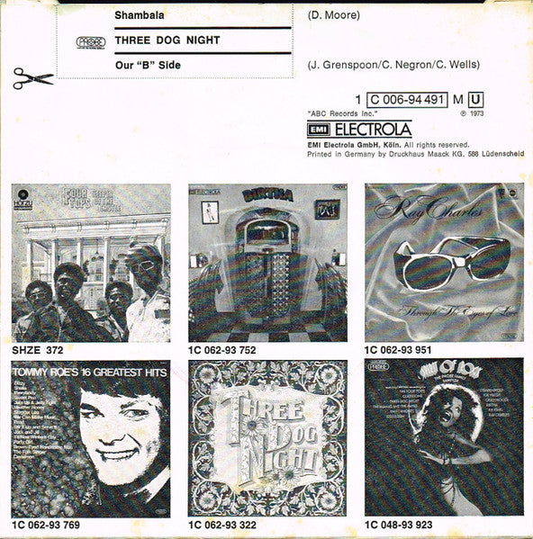 Three Dog Night : Shambala (7", Single, Mono)