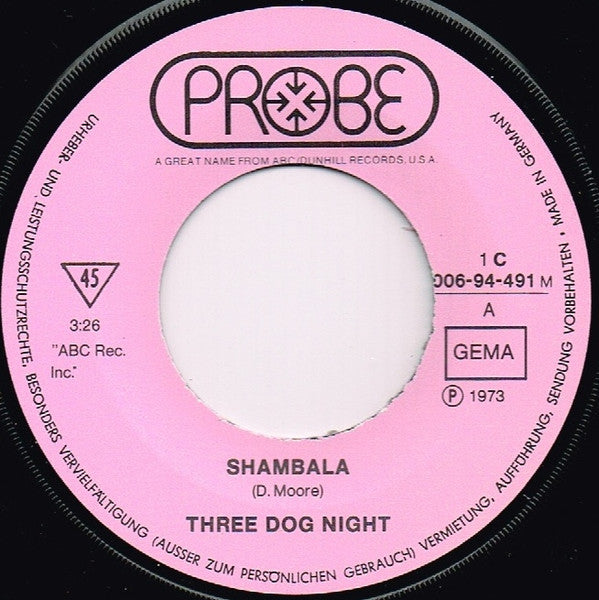 Three Dog Night : Shambala (7", Single, Mono)