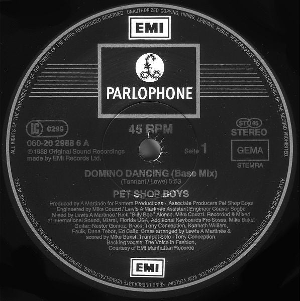 Pet Shop Boys : Domino Dancing (12", Maxi)