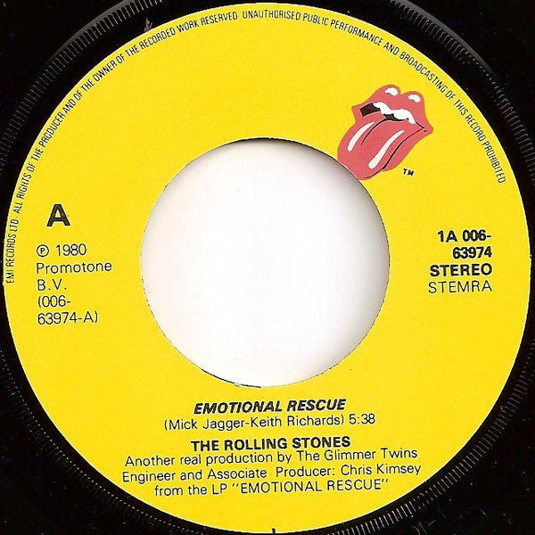 The Rolling Stones : Emotional Rescue (7", Single)