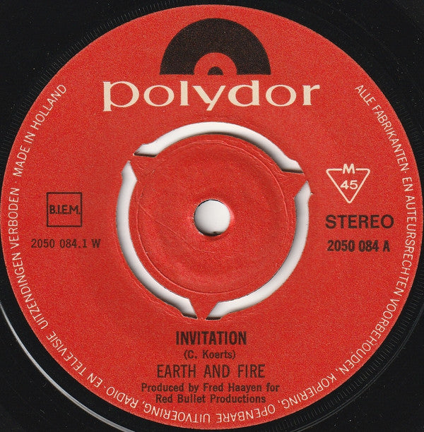 Earth And Fire : Invitation (7", Single, 3-P)