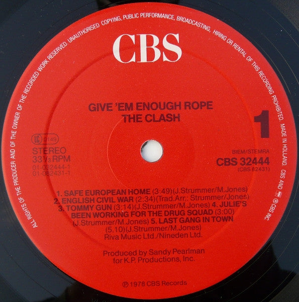 The Clash : Give 'Em Enough Rope (LP, Album, RE)