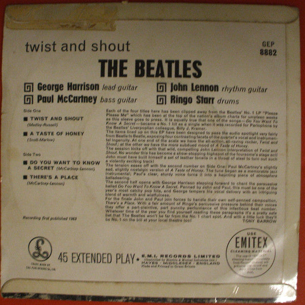 The Beatles : Twist And Shout (7", EP, Mono)