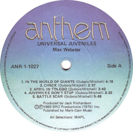 Max Webster : Universal Juveniles (LP, Album)