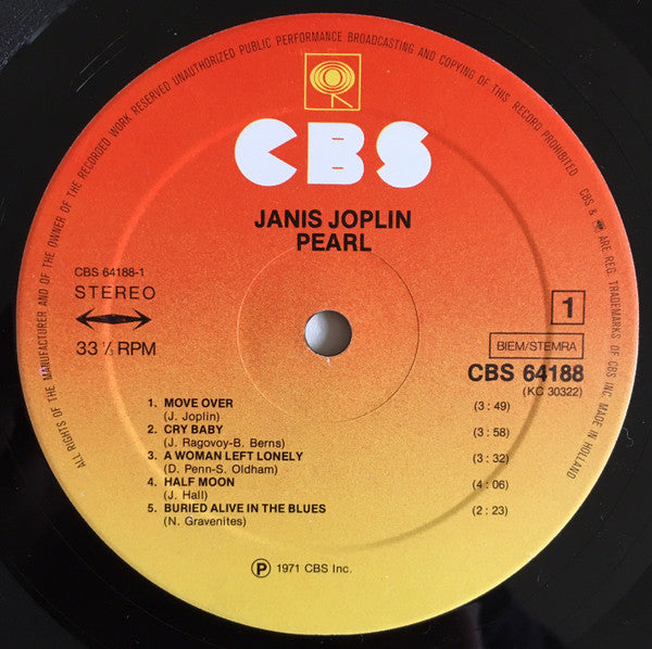 Janis Joplin : Pearl (LP, Album, RE)