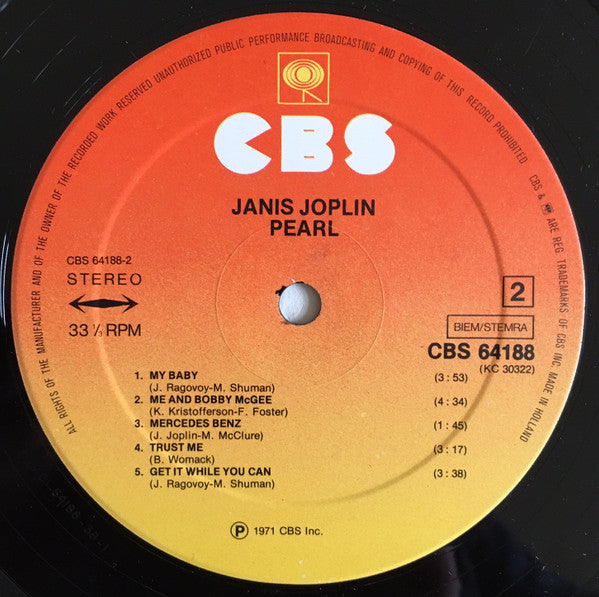 Janis Joplin : Pearl (LP, Album, RE)
