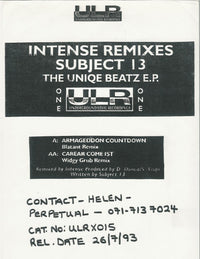 Subject 13 : The Uniqe Beatz - Rmx (12", EP, Promo, Sta)