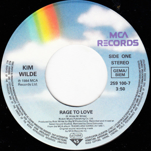 Kim Wilde : Rage To Love (7", Single)