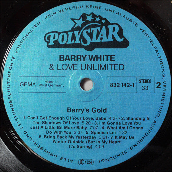 Barry White And Love Unlimited : Barry's Gold (LP, Comp)