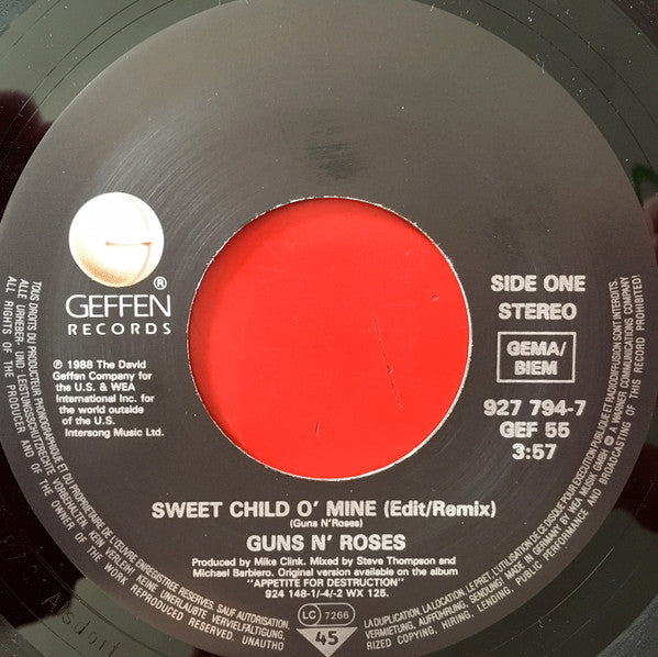 Guns N' Roses : Sweet Child O' Mine (Remix) (7", Single, Lar)