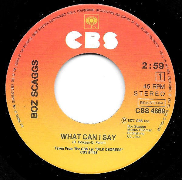 Boz Scaggs : What Can I Say (7", Single)