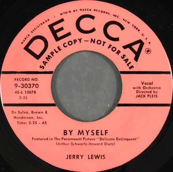 Jerry Lewis (3) : By Myself / No One (7", Single, Promo)