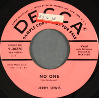 Jerry Lewis (3) : By Myself / No One (7", Single, Promo)