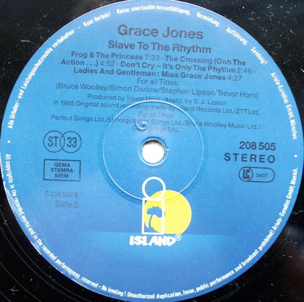 Grace Jones : Slave To The Rhythm (LP, Album, RE)