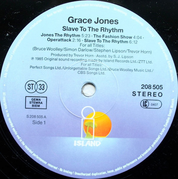 Grace Jones : Slave To The Rhythm (LP, Album, RE)