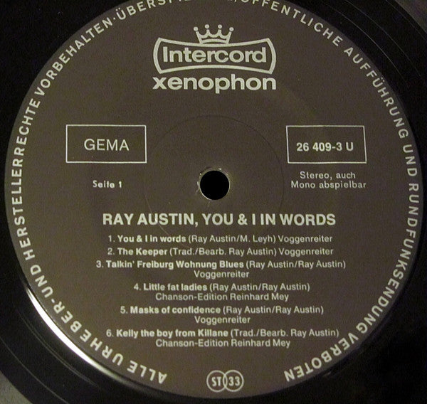 Ray Austin : You & I In Words (LP, Album, RP)