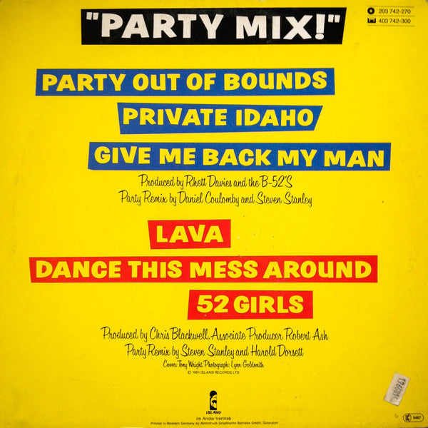 The B-52's : Party Mix! (LP, MiniAlbum, M/Print, Mixed)