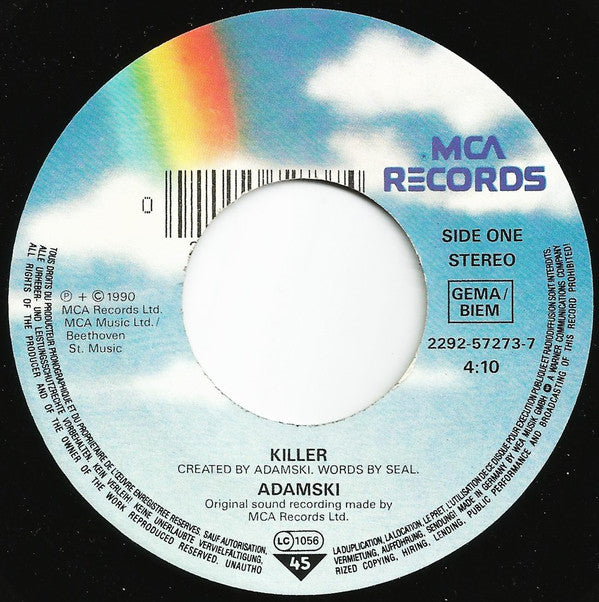 Adamski : Killer (7", Single, Lar)