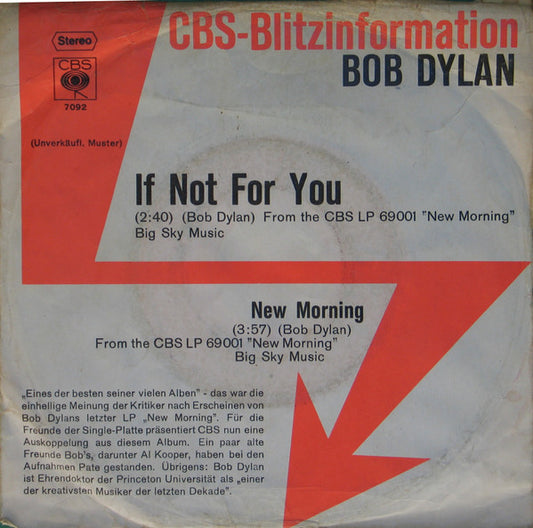 Bob Dylan : If Not For You (7", Single, Promo)