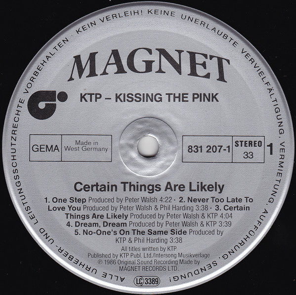 Kissing The Pink : Certain Things Are Likely (LP, Album)