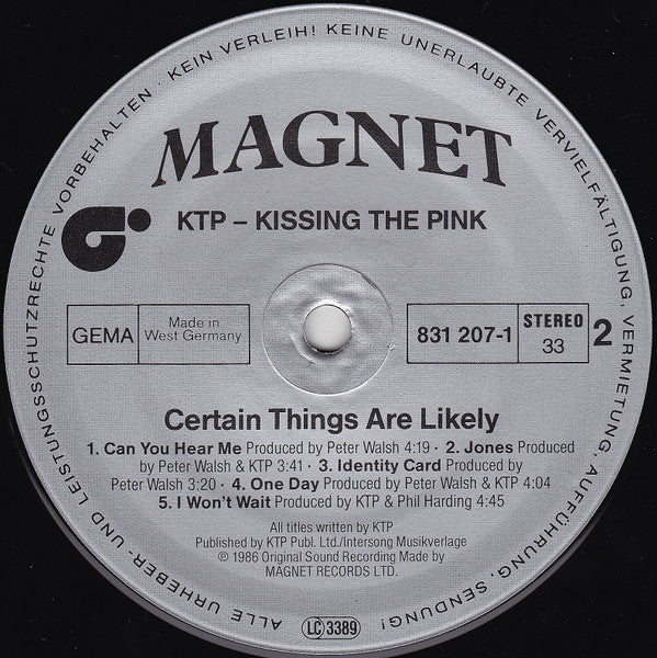 Kissing The Pink : Certain Things Are Likely (LP, Album)