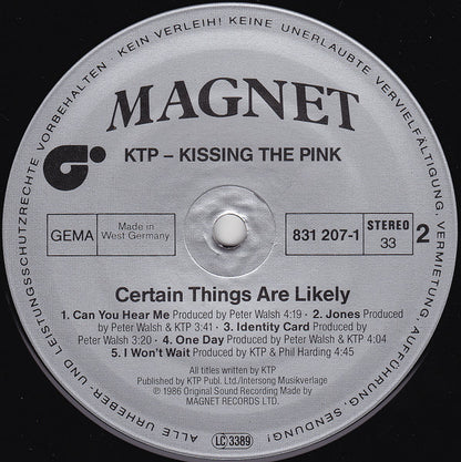 Kissing The Pink : Certain Things Are Likely (LP, Album)