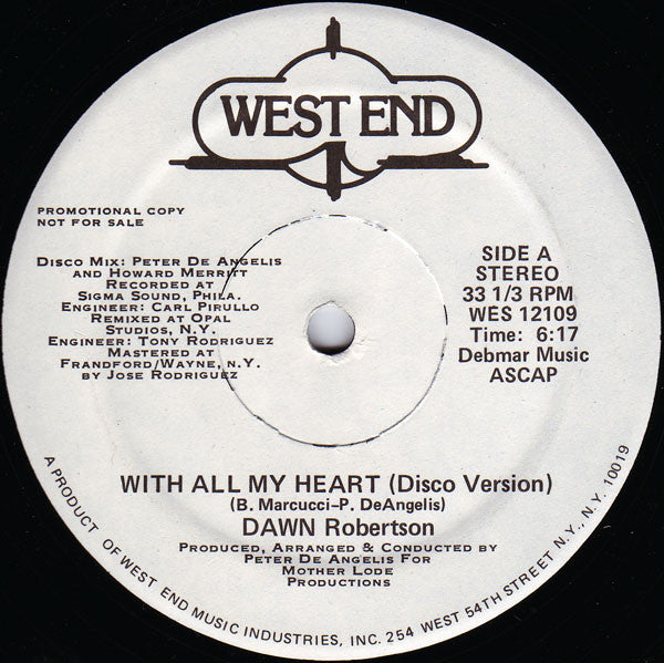 Dawn Robertson : With All My Heart (12", Single, Promo)