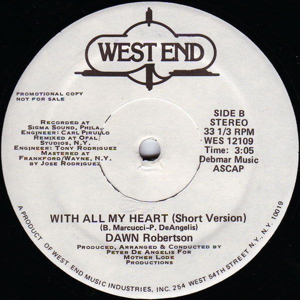 Dawn Robertson : With All My Heart (12", Single, Promo)