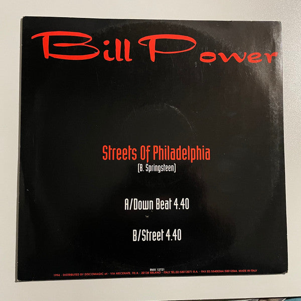 Bill Power : Streets Of Philadelphia (12")