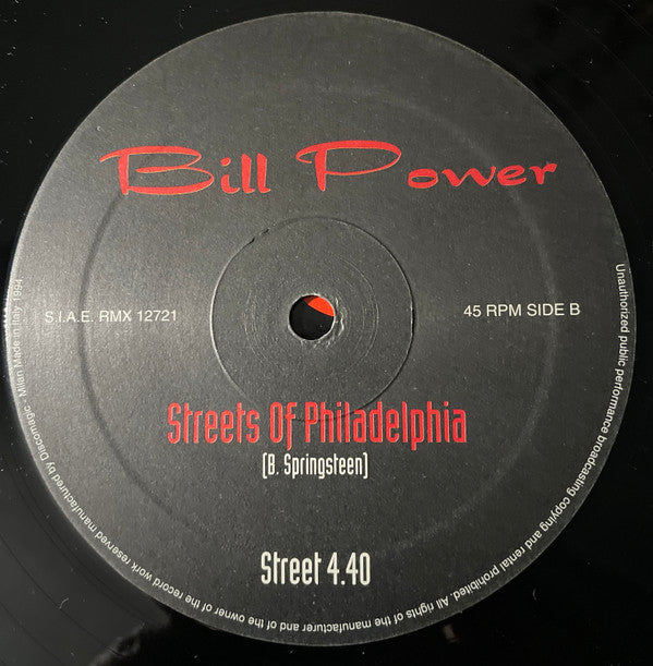 Bill Power : Streets Of Philadelphia (12")