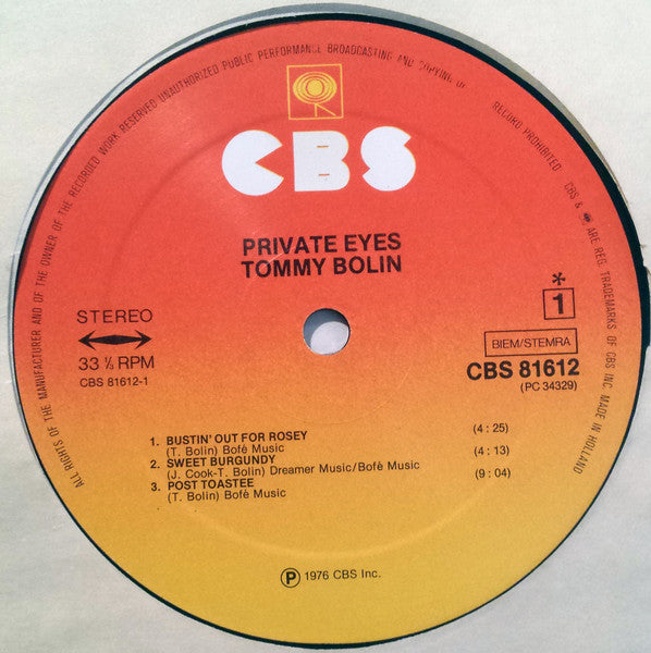 Tommy Bolin : Private Eyes (LP, Album)