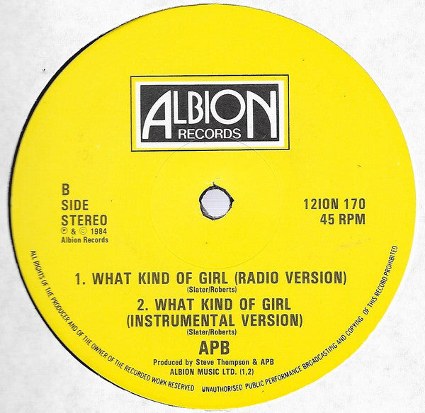 Apb (2) : What Kind Of Girl? (12")