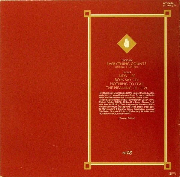 Depeche Mode : Everything Counts And Live Tracks (12", Ltd, RE, Cle)
