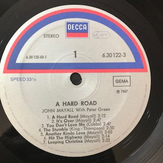 John Mayall And The Bluesbreakers* : A Hard Road (LP, Album, RE)