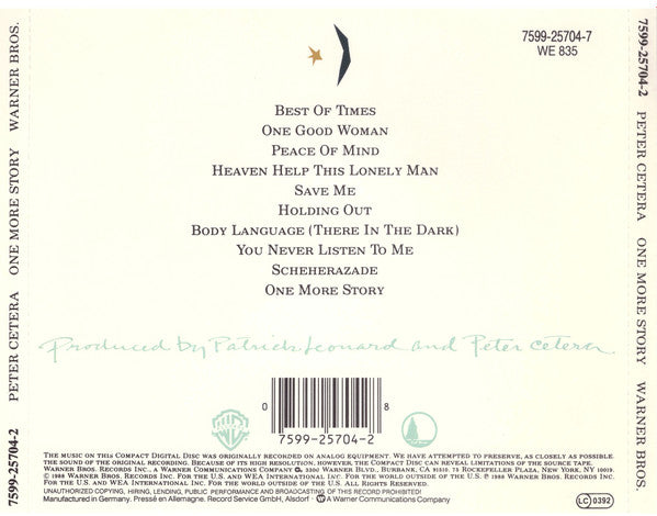 Peter Cetera : One More Story (CD, Album, RE)