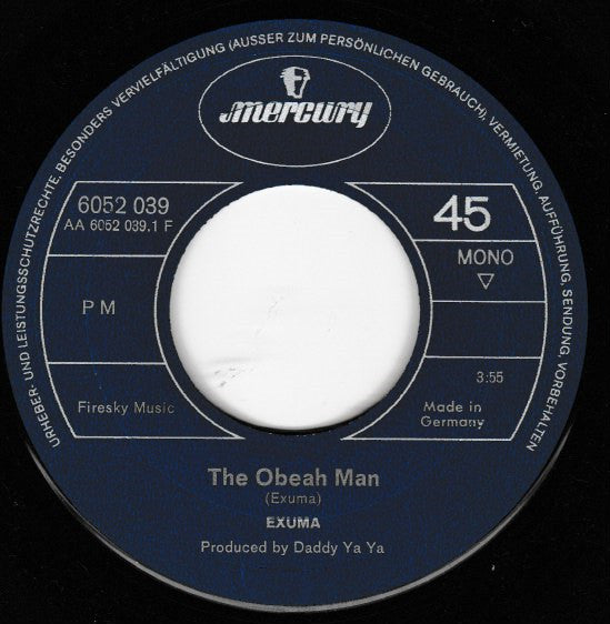 Exuma : The Obeah Man (7", Single, Mono)