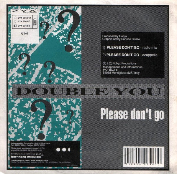 Double You ?* : Please Don't Go (7", Single)
