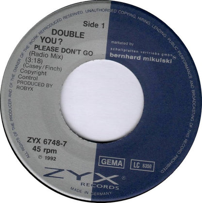 Double You ?* : Please Don't Go (7", Single)