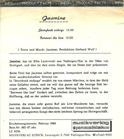 Jasmine (37) : Storybook Endings / Between The Line (7", Single)