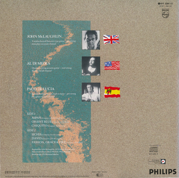John McLaughlin - Al Di Meola - Paco De Lucía : Passion, Grace & Fire (LP, Album)