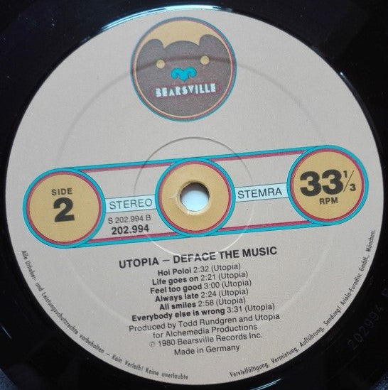 Utopia (5) : Deface The Music (LP, Album)