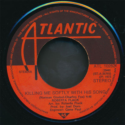 Roberta Flack : Killing Me Softly With His Song (7", Single)